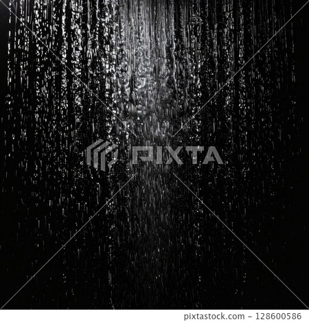 Abstract Rain Drops Falling on Black Background 128600586