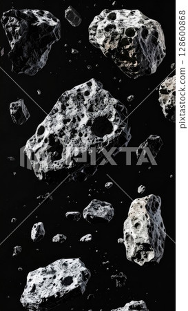 Grey and White Asteroids in Dark Space 128600868