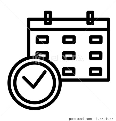 Simple and cute calendar and clock icon Schedule management Reservation Black Simple and cute calendar and clock icon Schedule management Reservation Black 128601077