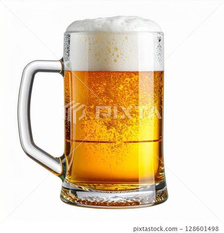 Golden Beer in a Clear Glass Mug 128601498