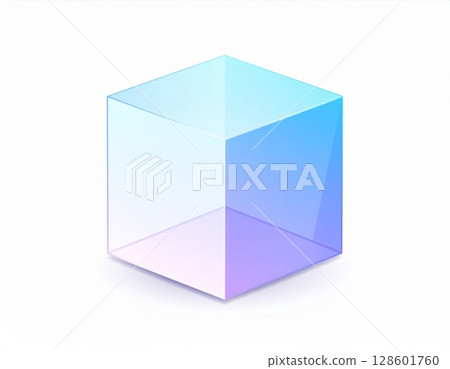 Transparent Blue And Purple Glass Cube 3D Render 128601760