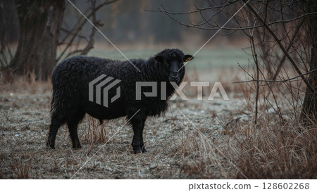 Black sheep close view 128602268