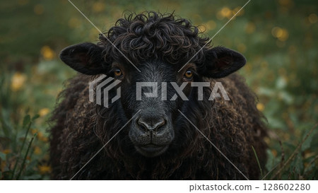 Black sheep close view Black sheep close view 128602280