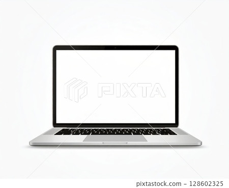 Laptop with blank white screen mock up over white background 128602325