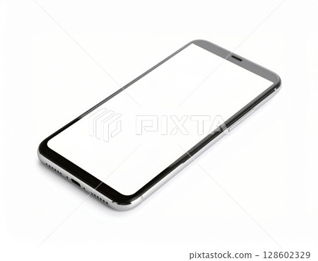 Smartphone with blank white screen mock up over white background 128602329