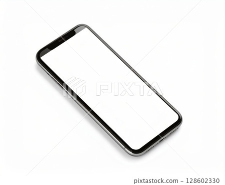Smartphone with blank white screen mock up over white background 128602330