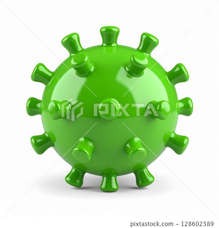 Green 3D Virus Model on White Background Green 3D Virus Model on White Background 128602389