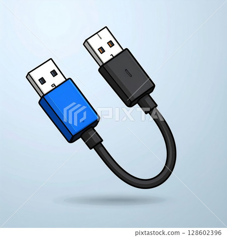 Blue And Black USB Cable Connectors Illustration 128602396