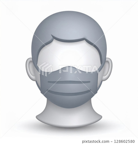 Grey Face Mask on Mannequin Head 3D Illustration 128602580