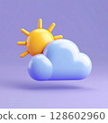 3D Render of Partly Cloudy Pastel Weather Icon 128602960