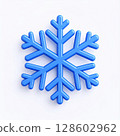 Blue Snowflake 3D Render on White Background 128602962