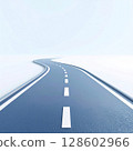 Winding Asphalt Road Leading to a Distant Horizon 128602966