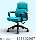 Teal Swivel Office Chair on Light Blue Background 128602967