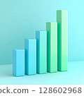 3D Pastel Blue And Green Bar Graph Showing Growth 128602968