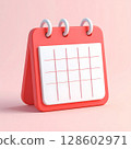 Red 3D Calendar on Pink Background 128602971