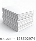Stack of White Paper Sheets on White Background 128602974
