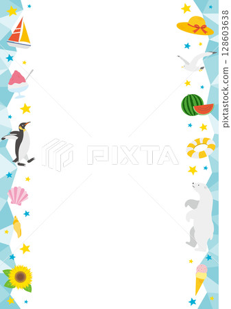 帶有夏季主題的垂直冰架插圖_綠色 128603638