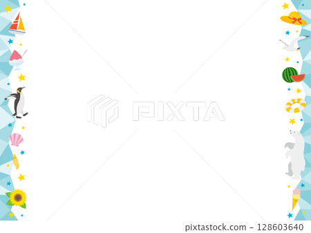 Horizontal ice frame illustration with a summer theme_green 128603640