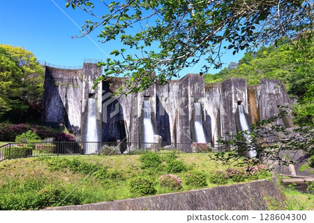 [香川縣] 全國第一座石砌連拱壩－Totoshi Pond Dam（Totoshi Pond Dam）春天杜鵑花盛開 128604300