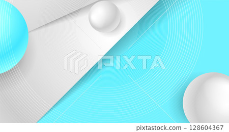 Grey blue minimal abstract geometric background with 3d spheres 128604367