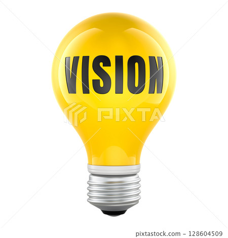 Vision concept with yellow light bulb. 3D rendering 128604509