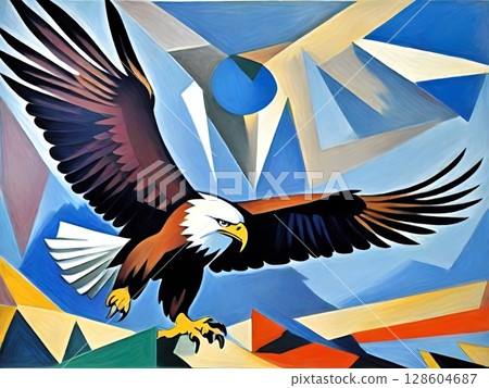 飛翔的雄鷹的流行插圖 128604687
