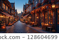 Autumn evening streetscape, Halloween 128604699