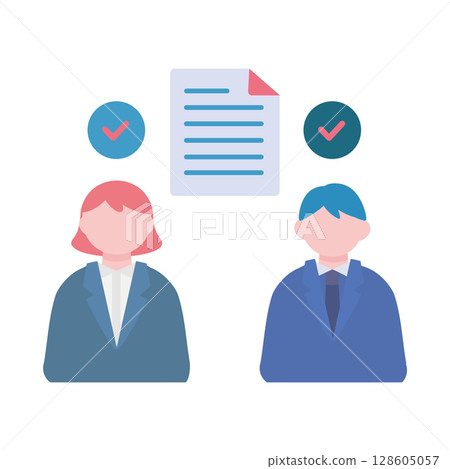 一名公司員工正在仔細檢查文件 一名公司員工正在仔細檢查文件 128605057