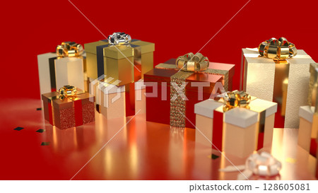 The Gold gift box for celebration or marketing concept 3d Rendering. 128605081
