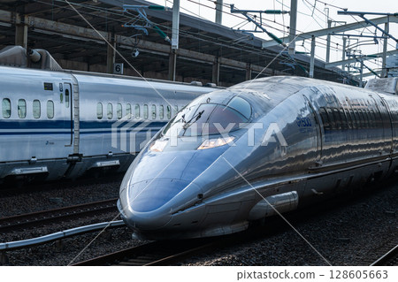 At Tokuyama Station on the Sanyo Shinkansen At Tokuyama Station on the Sanyo Shinkansen 128605663