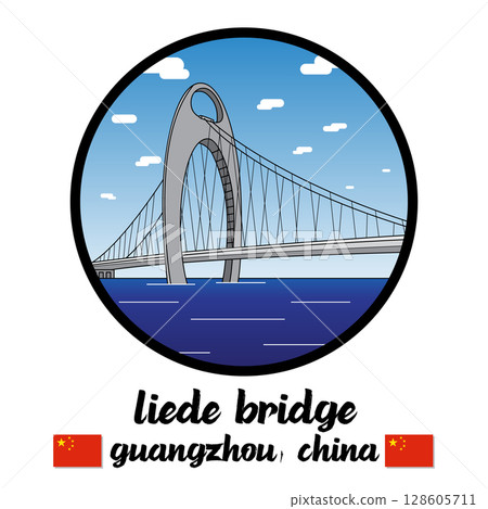 Circle Icon Liede Bridge. Vector illustration 128605711
