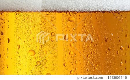 AI image: Draft beer poured into a chilled glass 128606346