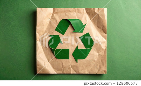 AI圖：地球環保再生紙回收圖片 128606575