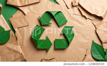 AI圖：地球環保再生紙回收圖片 128606583