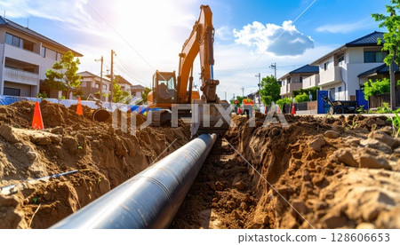 {AI image} Replacement work for deteriorated water pipes 128606653