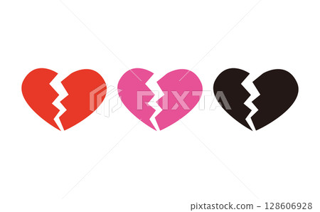 Broken heart icon set of 3 128606928