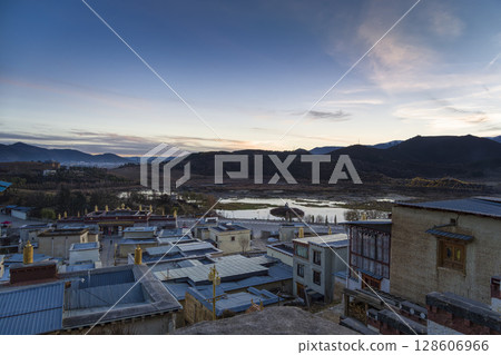 Songzanlin Temple at dusk in Shangri-La, China 128606966