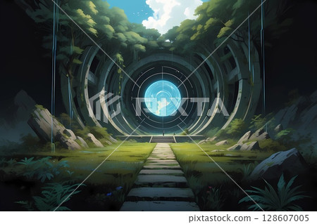 Game Background: Jungle warp gate ruins that connect to another world 128607005