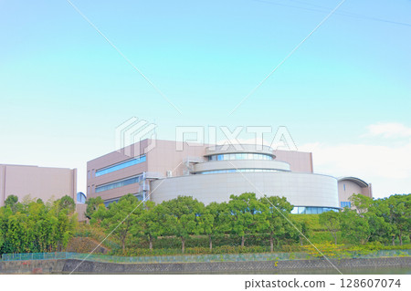 View of Mie Prefectural Library in Tsu City, Mie Prefecture View of Mie Prefectural Library in Tsu City, Mie Prefecture 128607074