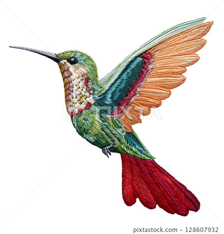 Beautiful hummingbird embroidery 128607932
