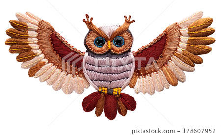 Cute owl embroidery 128607952