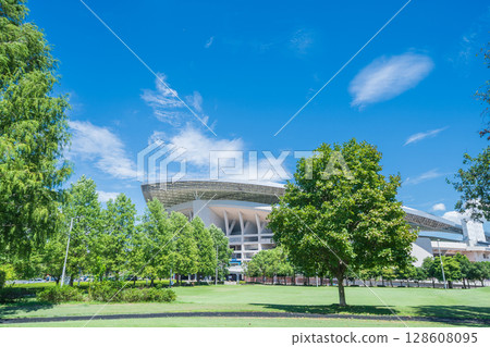 "Saitama Prefecture" Saitama Stadium 2002 and park summer scenery 128608095