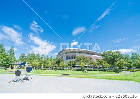 "Saitama Prefecture" Saitama Stadium 2002 and summer scenery in the park, Chibikko Hiroba "Saitama Prefecture" Saitama Stadium 2002 and summer scenery in the park, Chibikko Hiroba 128608130