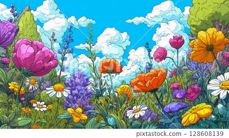 Colorful cartoon flower vector art 4 Colorful cartoon flower vector art 4 128608139