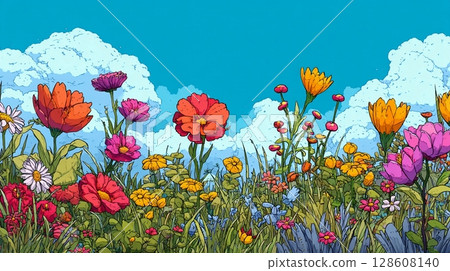 Colorful cartoon flower vector art 5 128608140