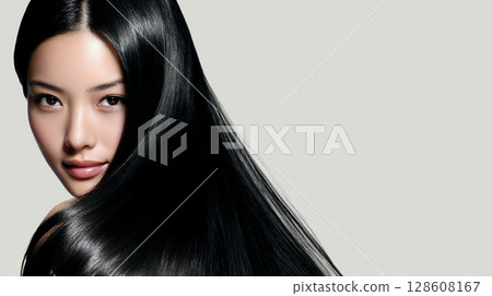 Shiny hair Japanese beauty banner 3 128608167