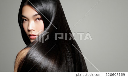 Shiny hair Japanese beauty banner 5 128608169