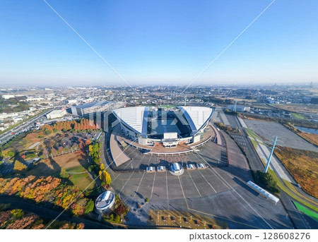 Aerial view of Saitama Stadium 2002 in Saitama Prefecture 128608276