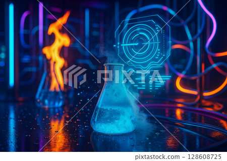 AI generated science lab scene showing cold...-插圖素材 [128608725] - PIXTA圖庫