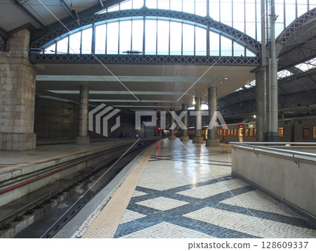 Portugal, Lisbon, Rossio Station platform, May evening 128609337